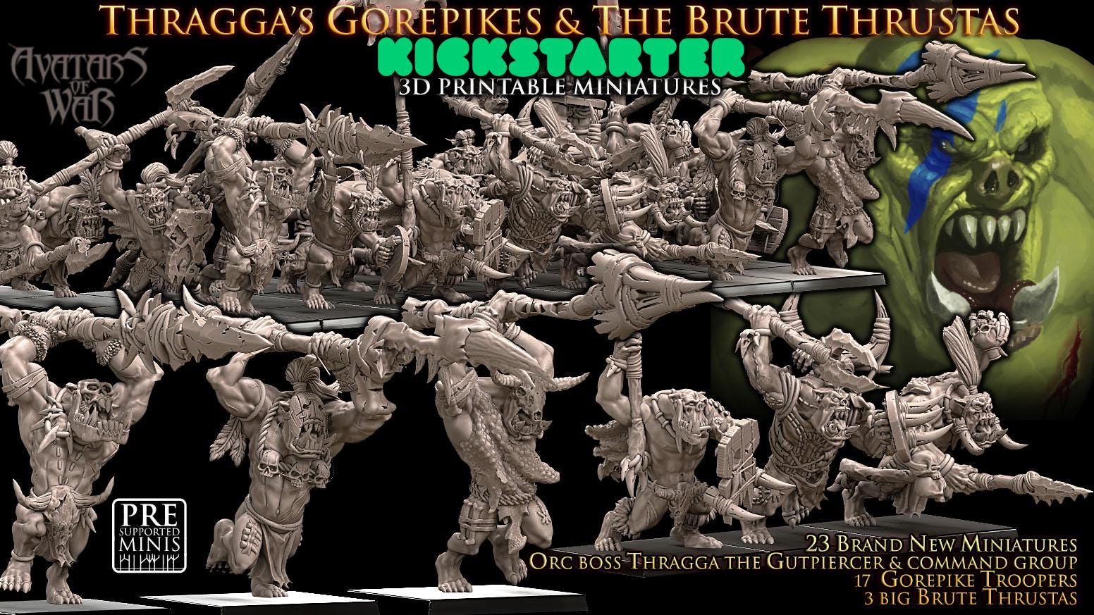 Avatars of War Thragga's Gorepikes Regiment and the Brute Thrustas - Fantasy / D&D (Custom Order) - product image 2 of 3