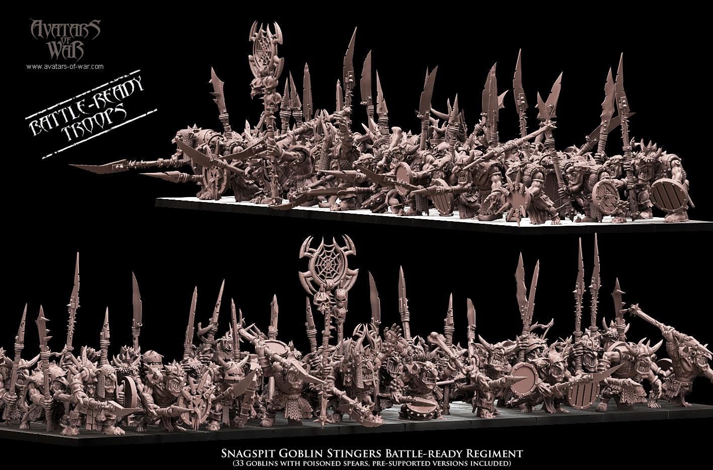Avatars of War Snagspit Goblin Stingers Battle-Ready regiment - Fantasy / D&D (Custom Order) - product image 1 of 3