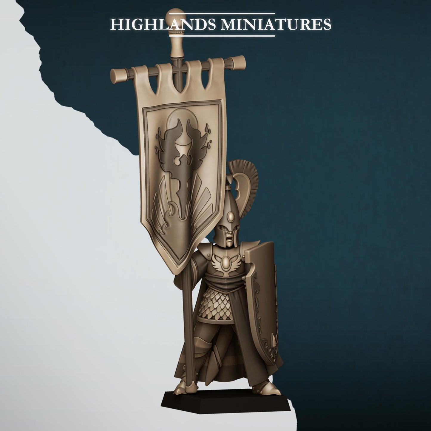 Highland Miniatures Aegean Elf with Banner on foot - Fantasy / D&D (Custom Order) - product image 1 of 2