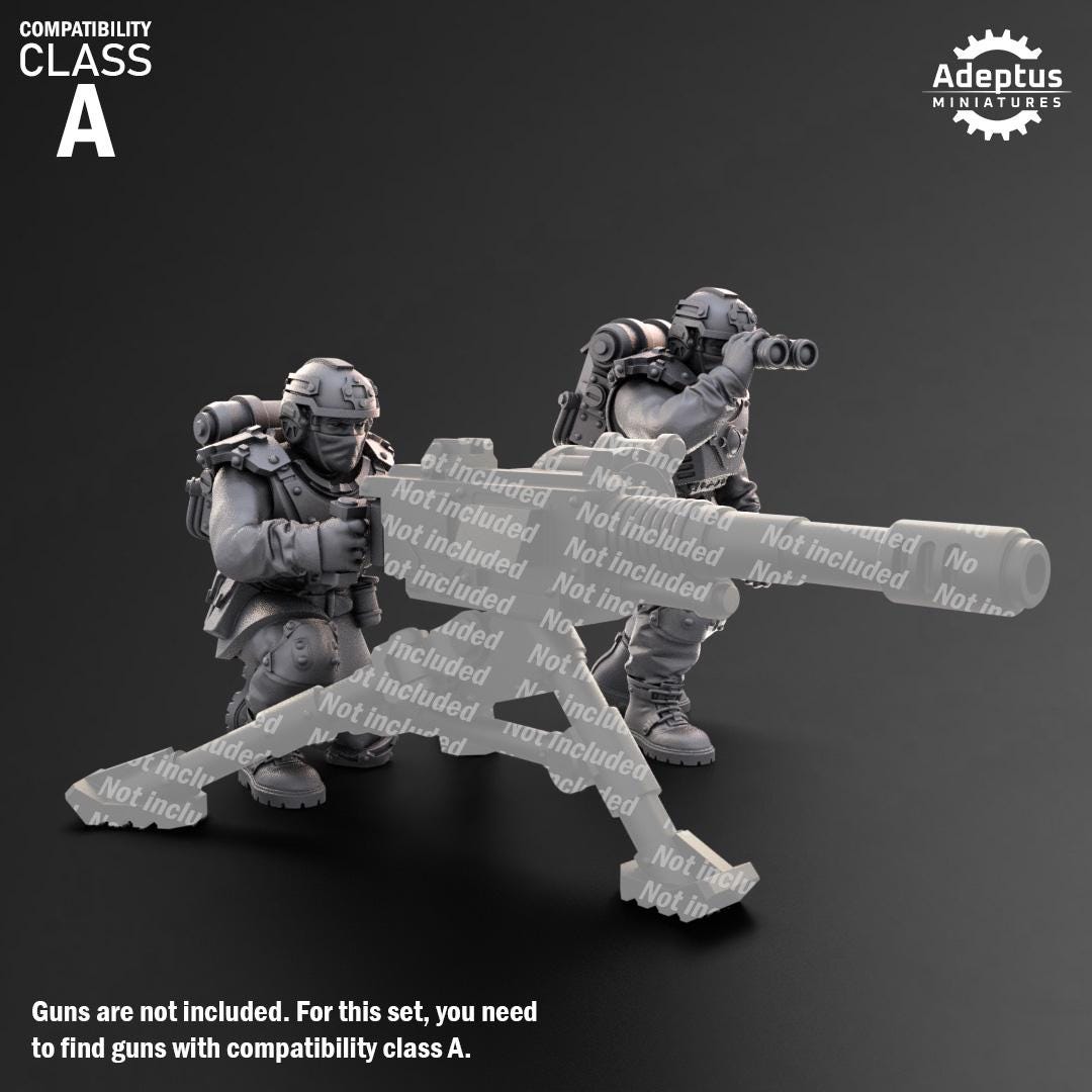 Adeptus Miniatures Dysorius Troops Heavy Weapons Teams x3 (Custom Order) - product image 2 of 8