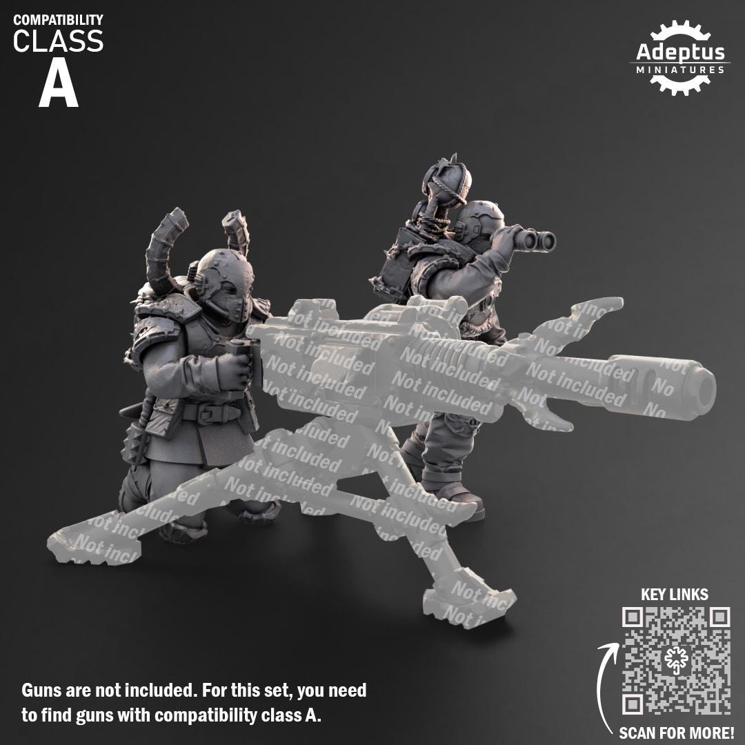 Adeptus Miniatures Dark Krocs. Renegades and Heretics Heavy Weapons Teams x3 (Custom Order) - product image 2 of 9