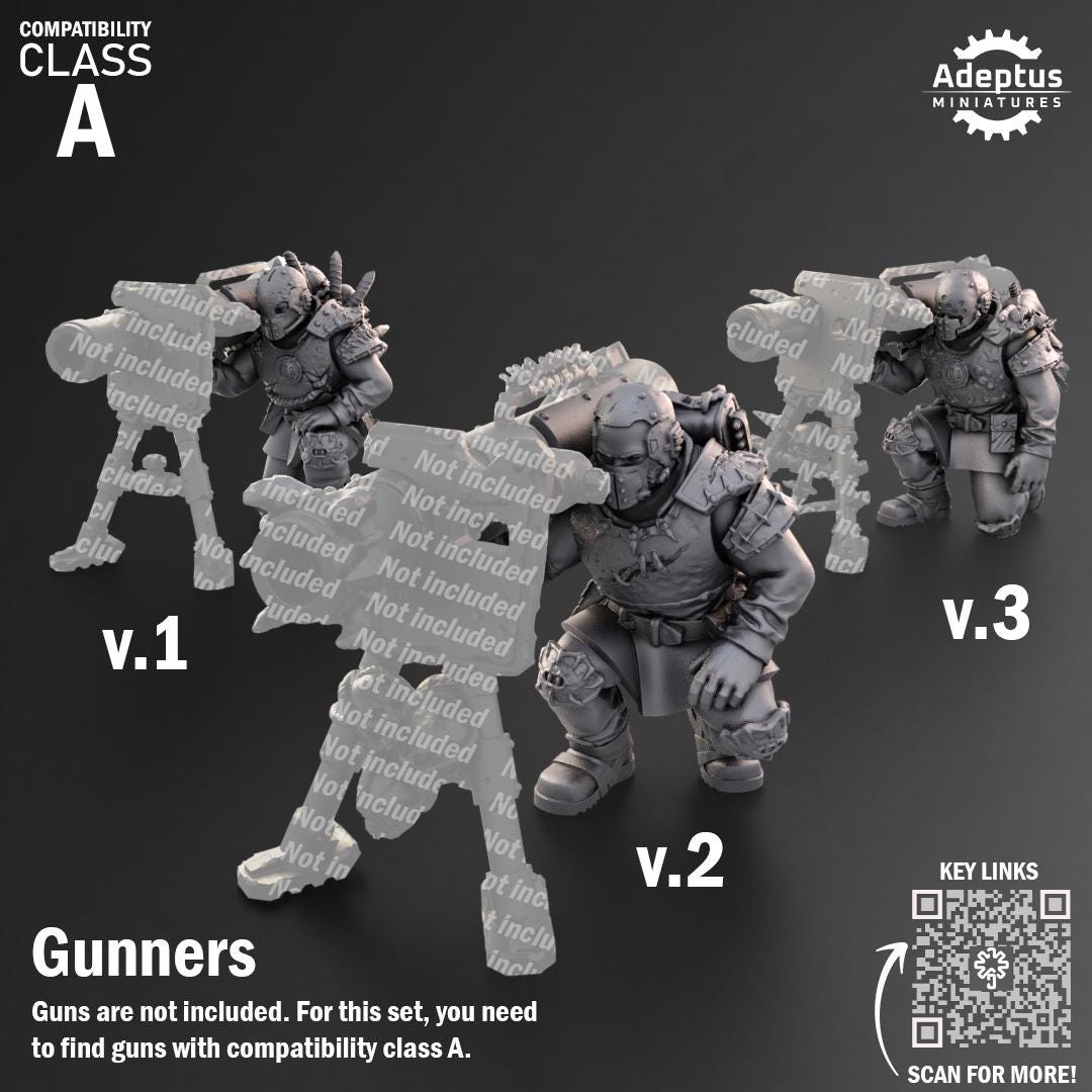 Adeptus Miniatures Dark Krocs. Renegades and Heretics Heavy Weapons Teams x3 (Custom Order) - product image 5 of 9