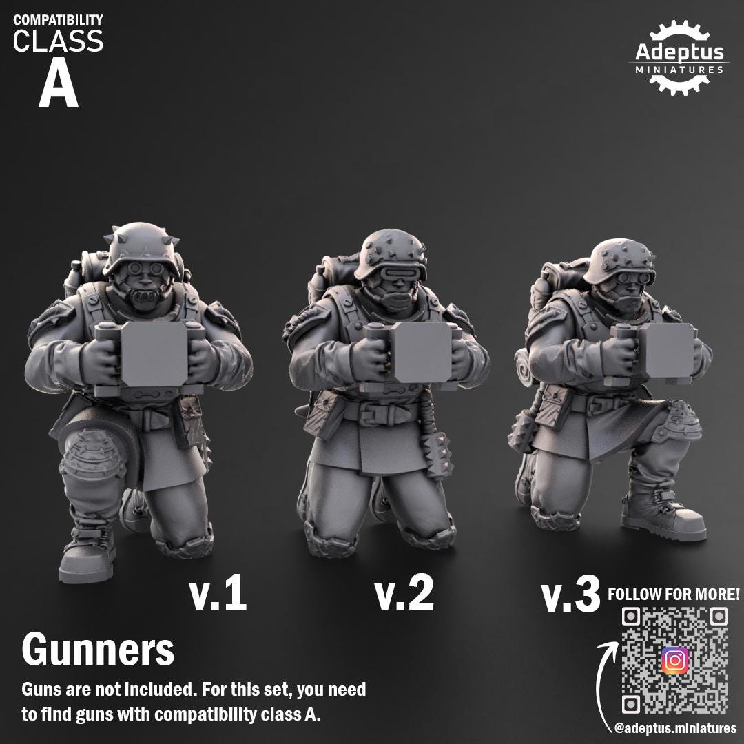 Adeptus Miniatures The Sons of Iron. Renegades and Heretics Heavy Weapons Teams x3 (Custom Order) - product image 3 of 9