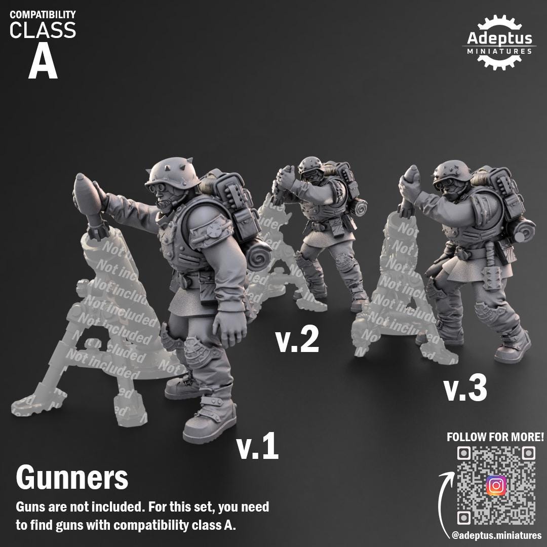 Adeptus Miniatures The Sons of Iron. Renegades and Heretics Heavy Weapons Teams x3 (Custom Order) - product image 6 of 9