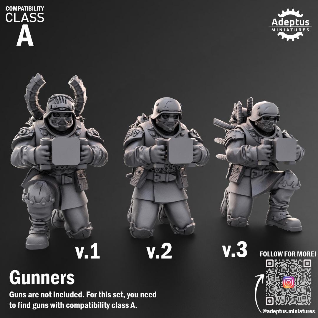 Adeptus Miniatures Varrox Regiment. Renegades and Heretics Heavy Weapons Teams x3 (Custom Order) - product image 3 of 9