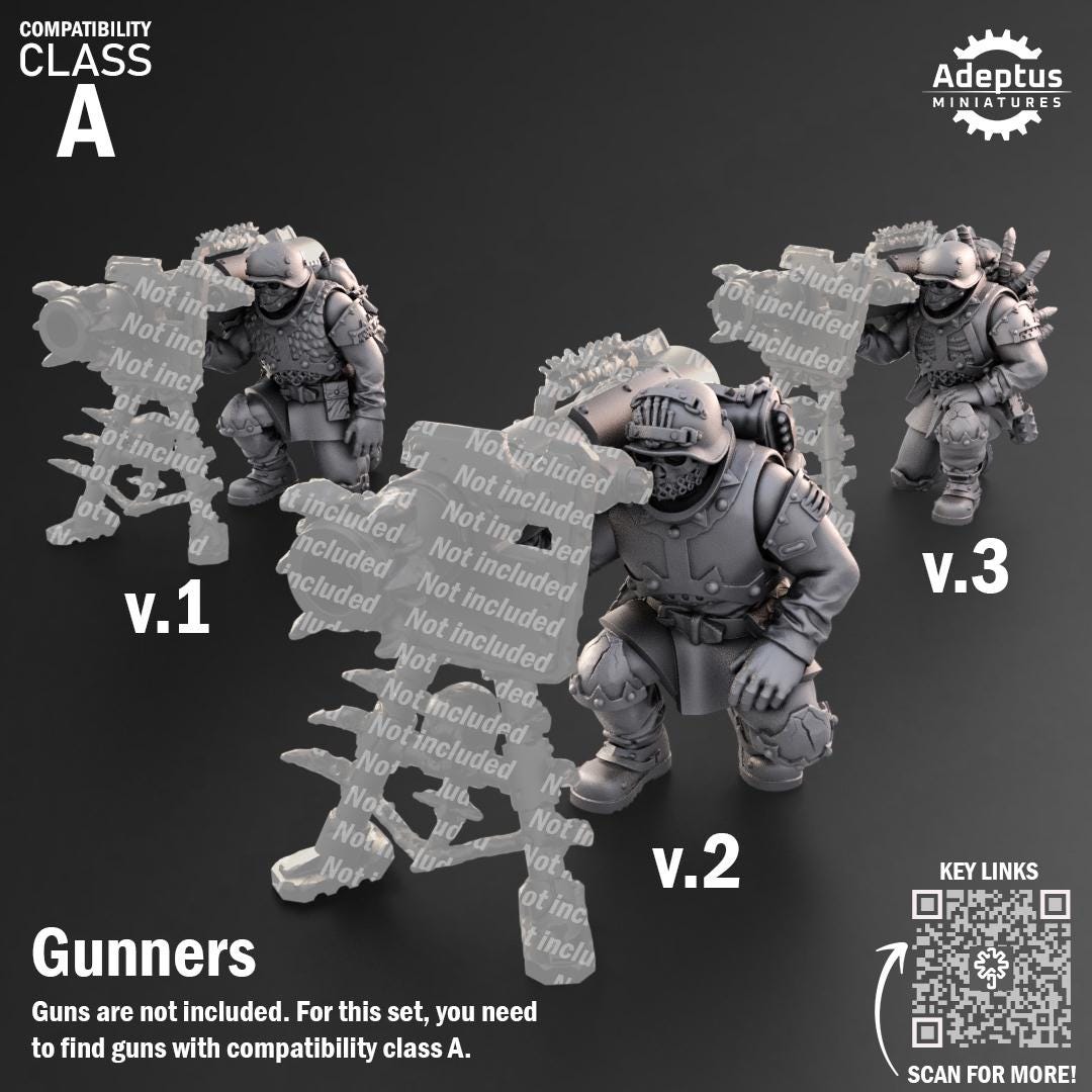 Adeptus Miniatures Varrox Regiment. Renegades and Heretics Heavy Weapons Teams x3 (Custom Order) - product image 5 of 9