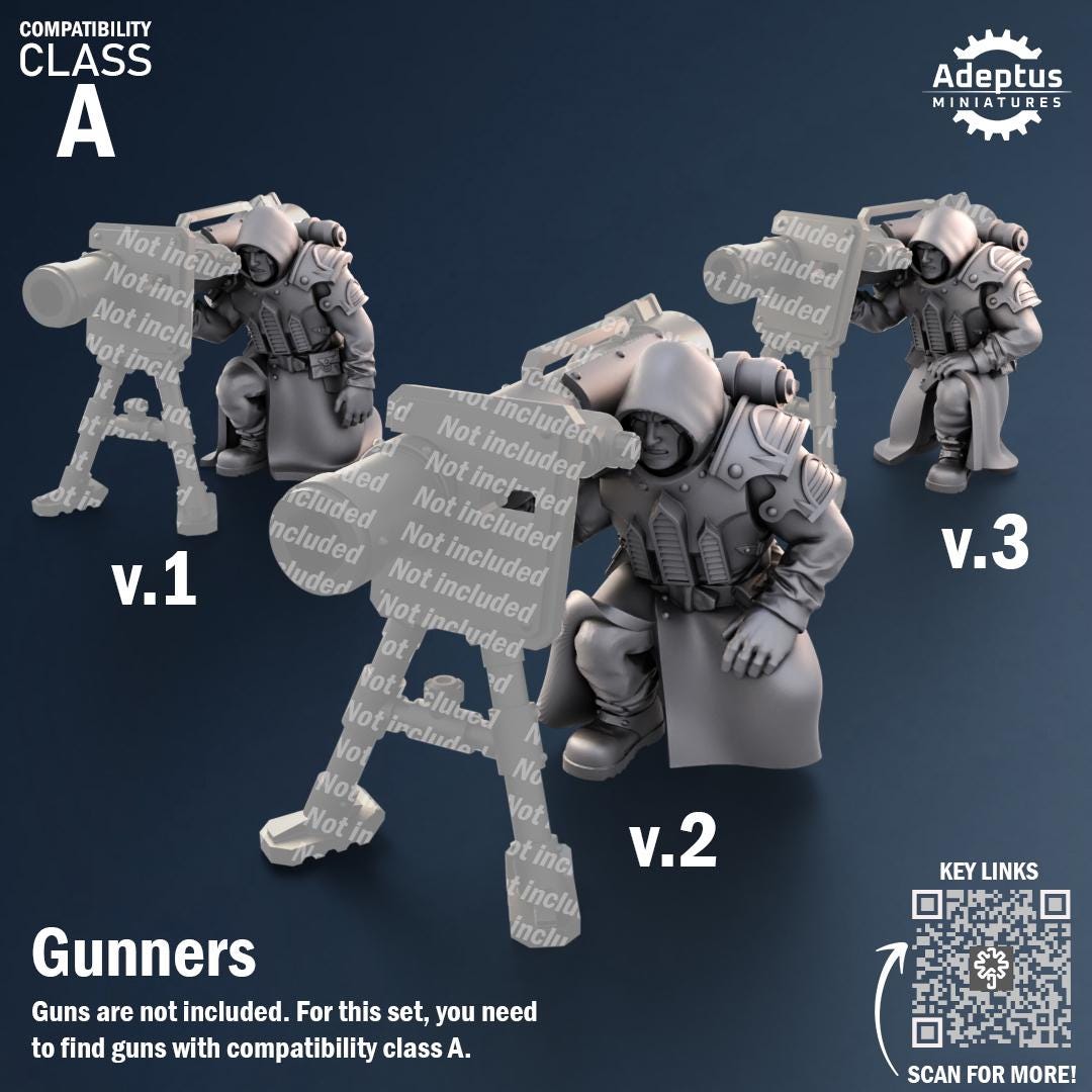 Adeptus Miniatures Janissaries Regiment Heavy Weapons Teams x3 (Custom Order) - product image 5 of 8