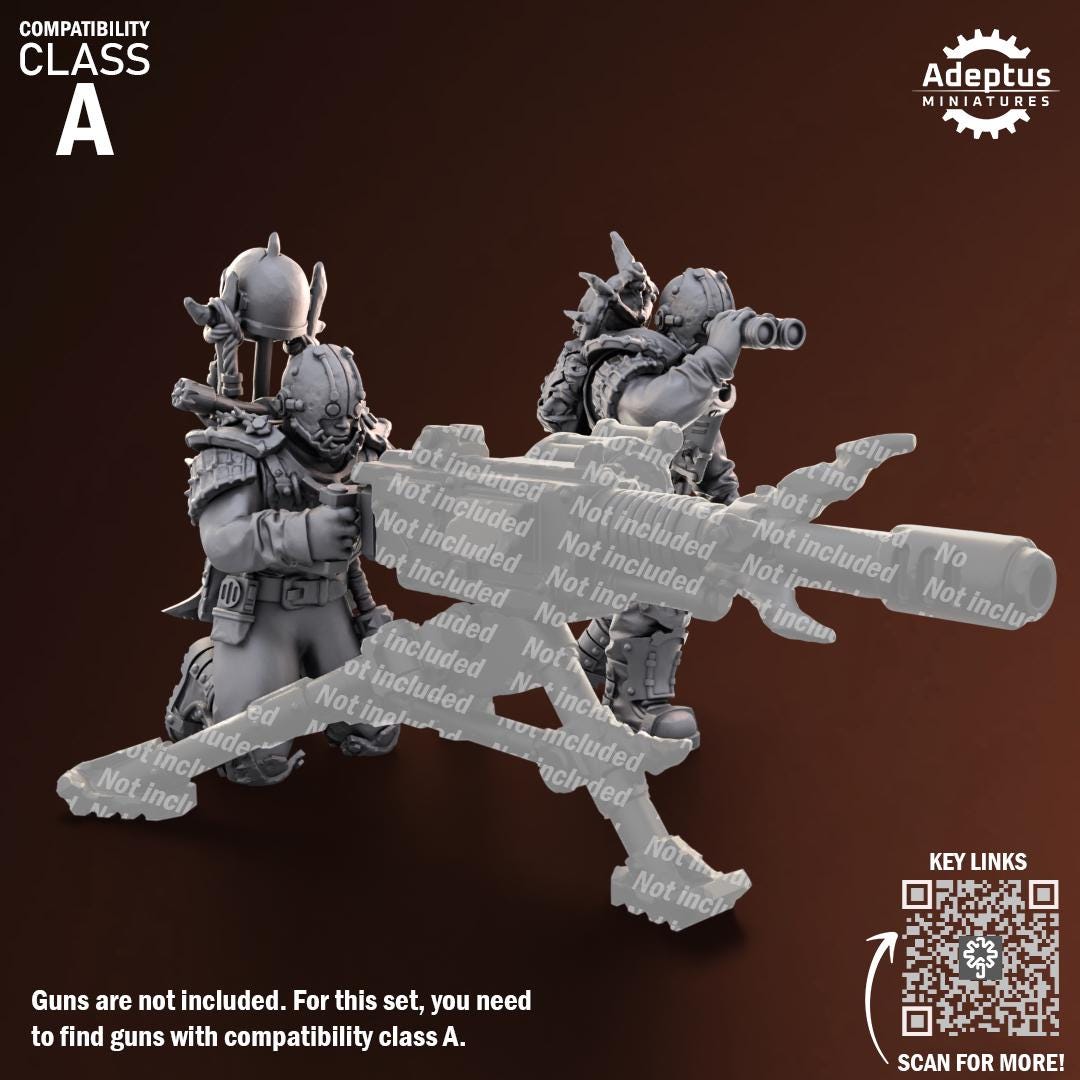 Adeptus Miniatures Shattered Legion. Renegades and Heretics Heavy Weapons Teams x3 (Custom Order) - product image 2 of 8