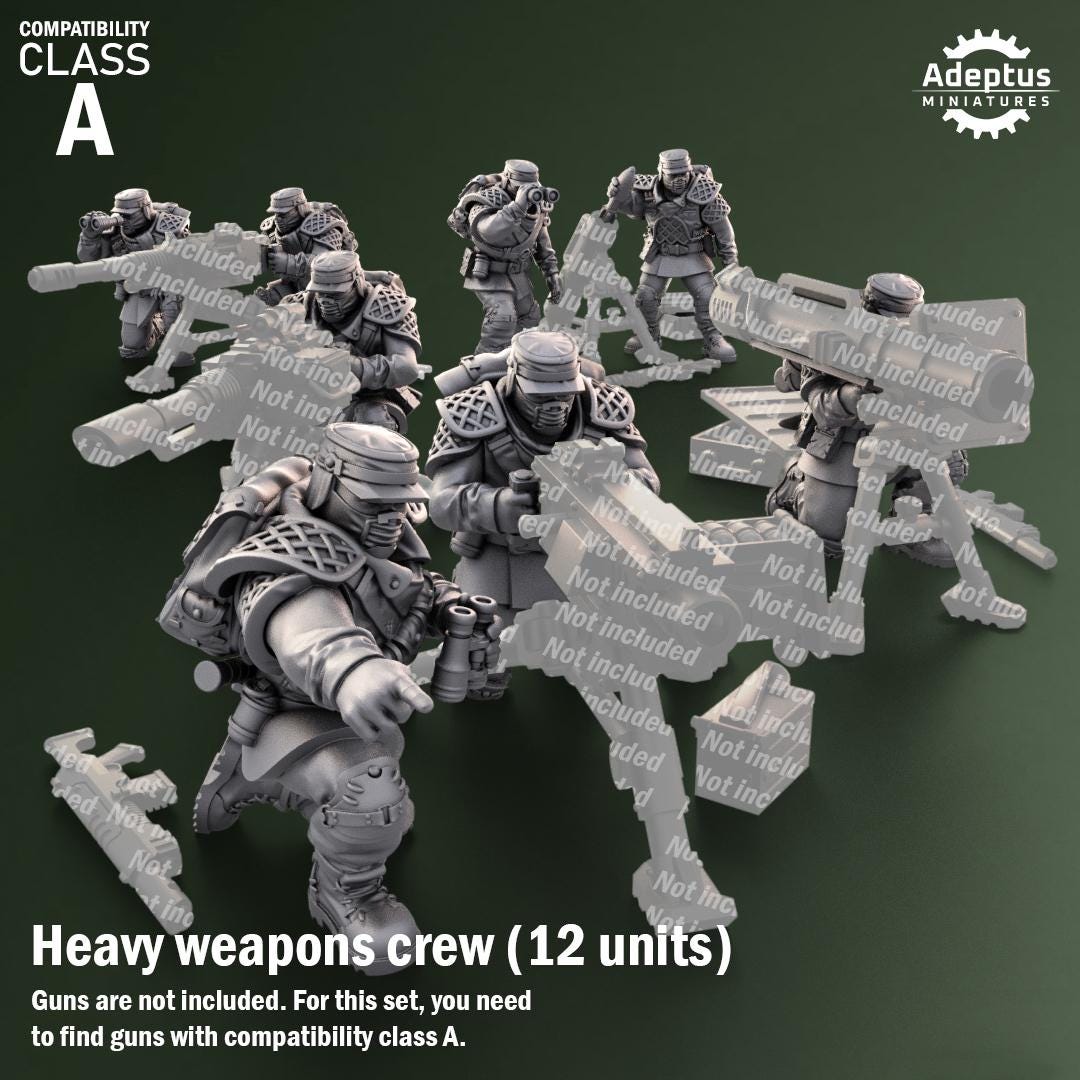 Adeptus Miniatures Sunscorch Regiment Heavy Weapons Teams x3 (Custom Order) - product image 1 of 8