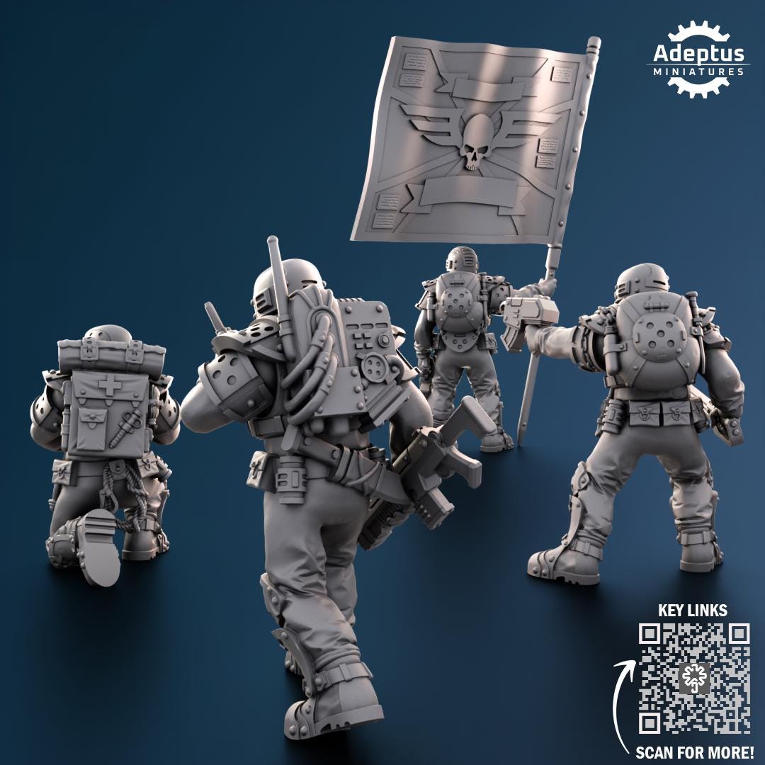 Adeptus Miniatures Greyplate Troops Command Squad (Custom Order) - product image 2 of 9