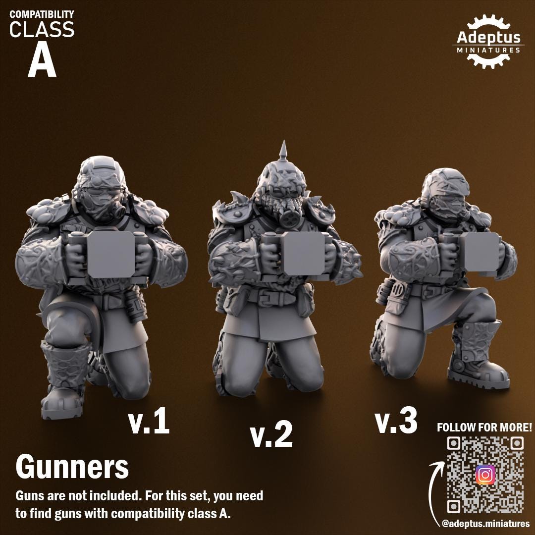 Adeptus Miniatures Sporeblight Regiment. Renegades and Heretics Heavy Weapons Teams x3 (Custom Order) - product image 3 of 8