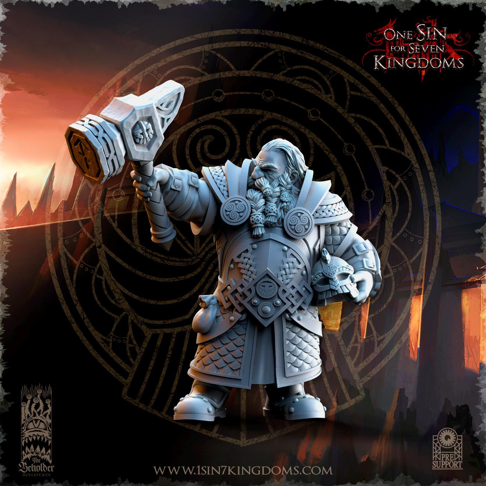 The Beholder Miniatures Olgrendrim, Dwarf Hero - Fantasy / D&D (Custom Order) - product image 1 of 3