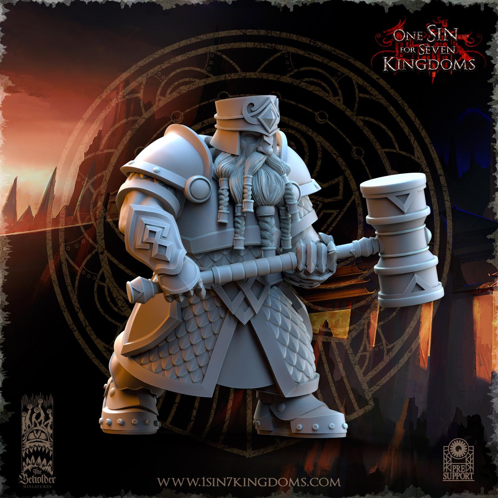 The Beholder Miniatures Dwarven Kingdoms Hammer Brotherhood Warriors - Fantasy / D&D (Custom Order) - product image 4 of 8