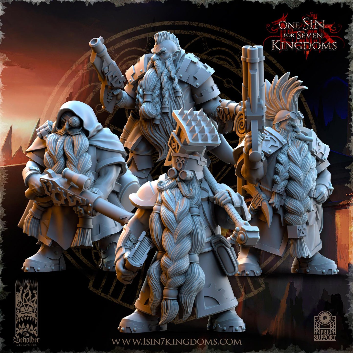 The Beholder Miniatures Dwarven Kingdoms War Engineers - Fantasy / D&D (Custom Order) - product image 1 of 5