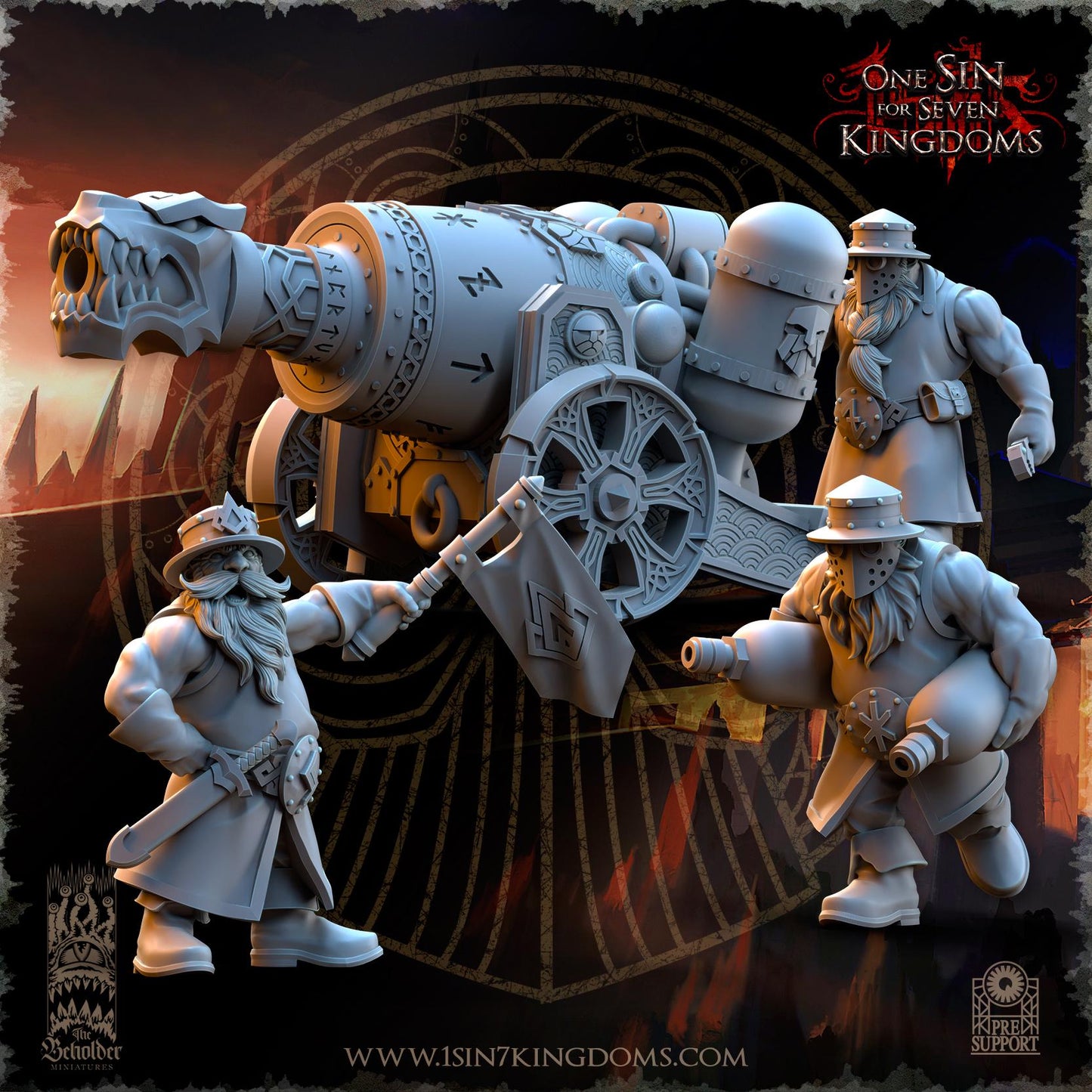 The Beholder Miniatures Dwarven Kingdoms Flamebreath Cannon - Fantasy / D&D (Custom Order) - product image 1 of 7