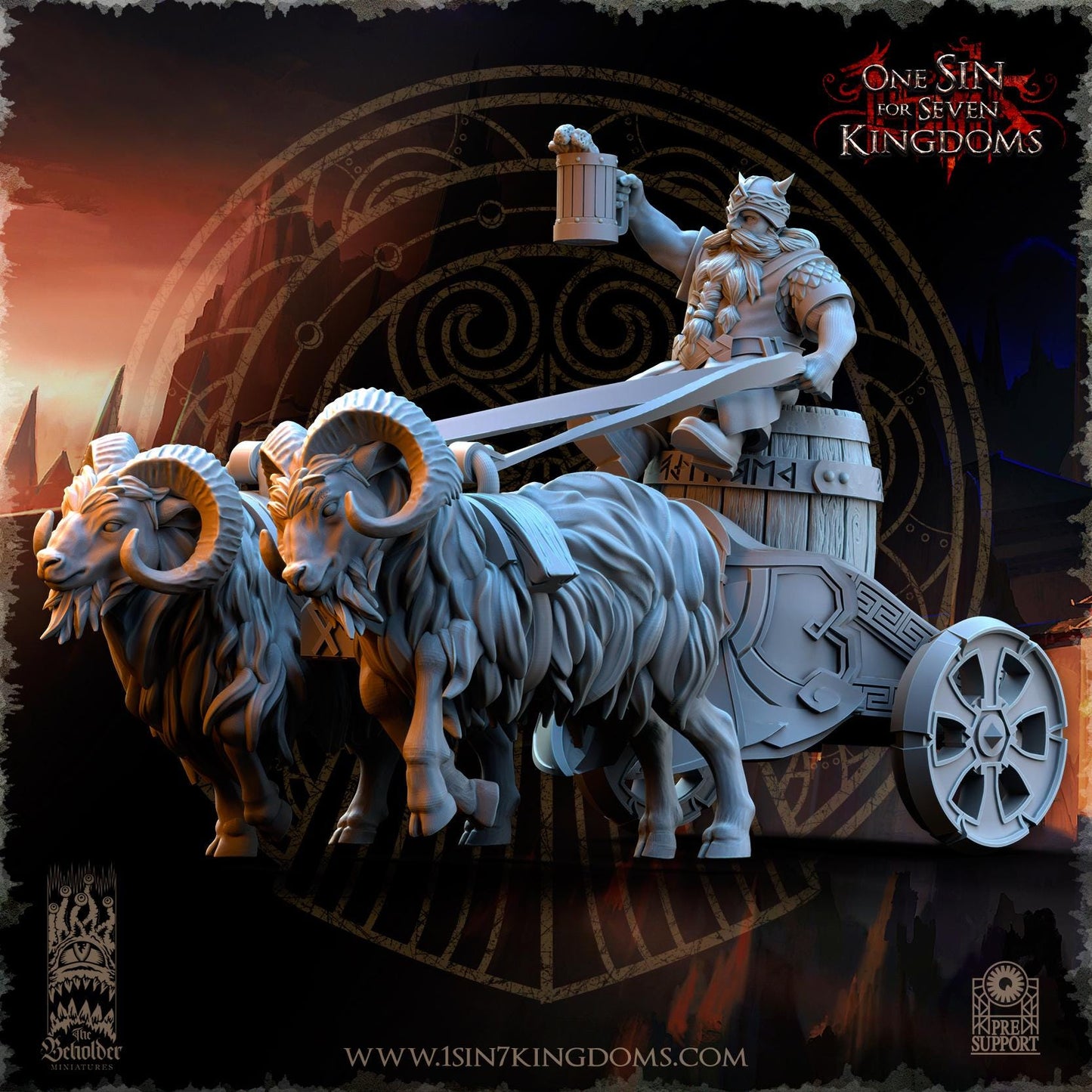 The Beholder Miniatures Dwarven Kingdoms Oktobeard Fest Chariot - Fantasy / D&D (Custom Order) - product image 1 of 5
