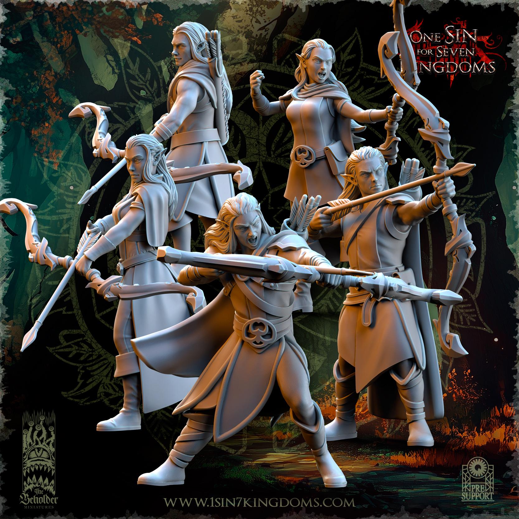 The Beholder Miniatures Evergreen Elves Rangers - Fantasy / D&D (Custom Order) - product image 1 of 7