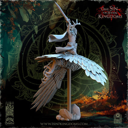 The Beholder Miniatures Faelar, Evergreen Elves Commander on Eagle - Fantasy / D&D (Custom Order) - product image 3 of 8