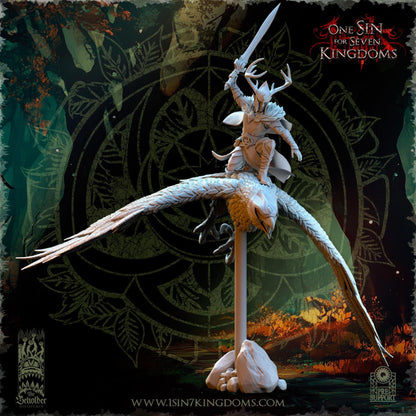 The Beholder Miniatures Faelar, Evergreen Elves Commander on Eagle - Fantasy / D&D (Custom Order) - product image 6 of 8
