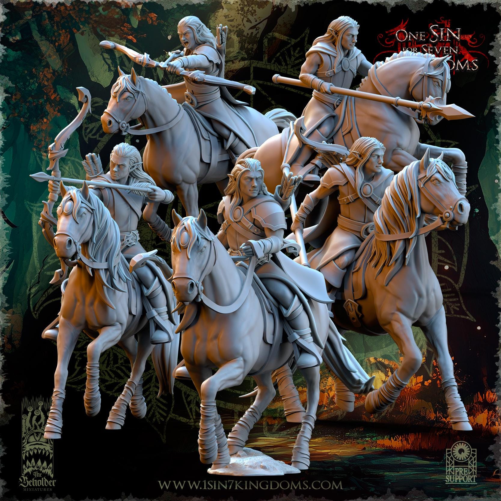 The Beholder Miniatures Evergreen Elves Meadow Riders - Fantasy / D&D (Custom Order) - product image 1 of 10