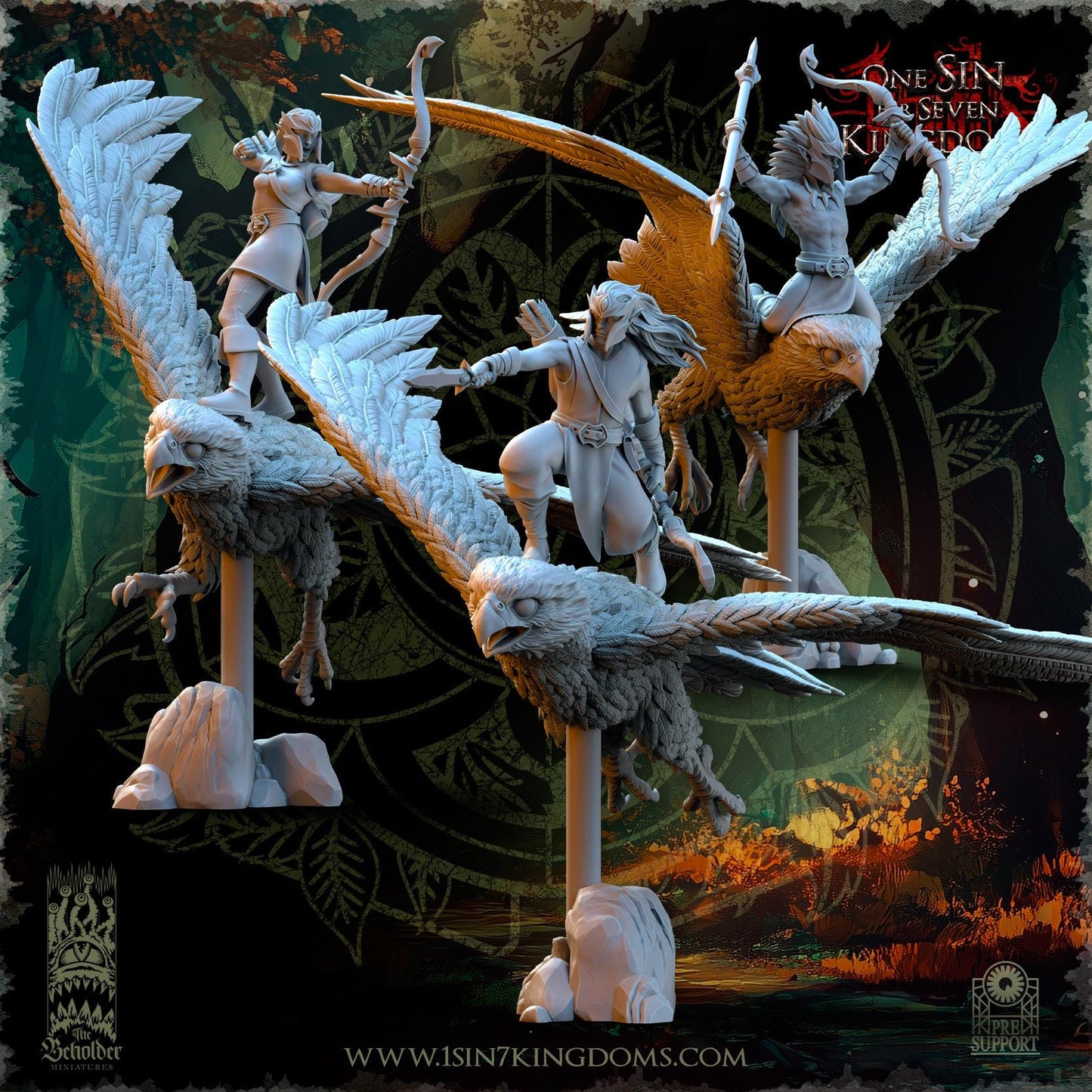 The Beholder Miniatures Evergreen Elves Hawk Hunters - Fantasy / D&D (Custom Order) - product image 1 of 4