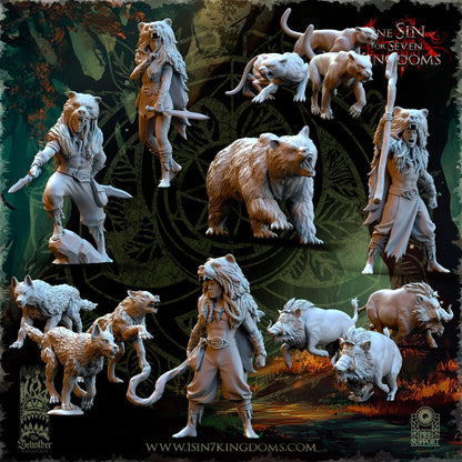 The Beholder Miniatures Evergreen Elves Beastmasters - Fantasy / D&D (Custom Order) - product image 1 of 8