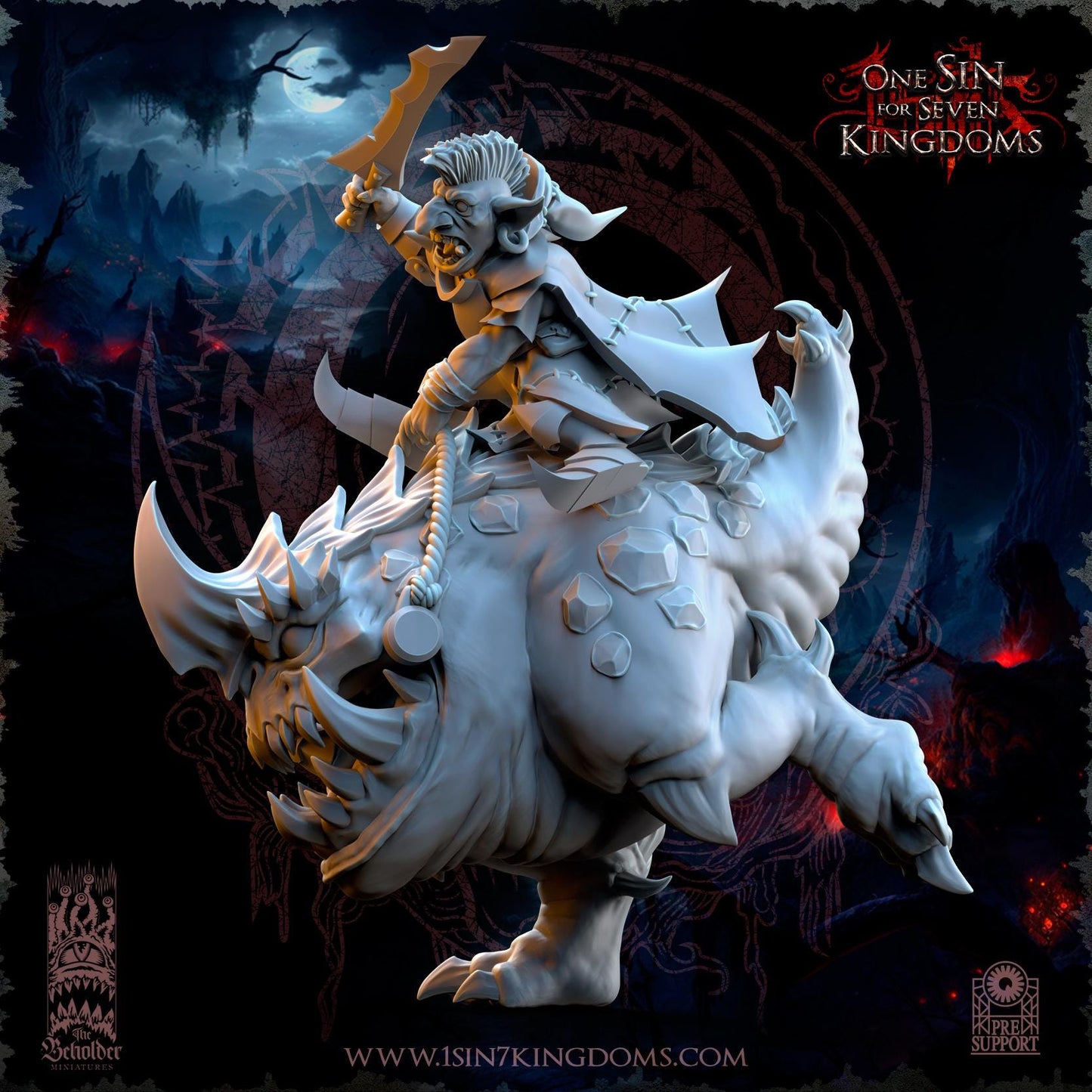 The Beholder Miniatures Wurtbelz, Goblin Leader on Kavehorror - Fantasy / D&D (Custom Order) - product image 2 of 6