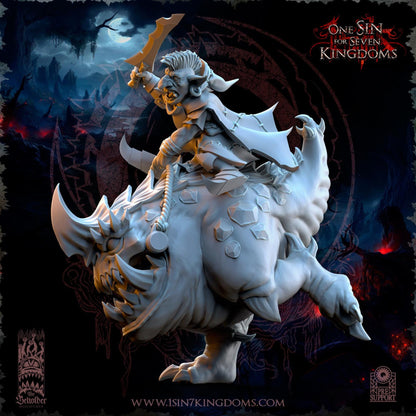 The Beholder Miniatures Wurtbelz, Goblin Leader on Kavehorror - Fantasy / D&D (Custom Order) - product image 2 of 6