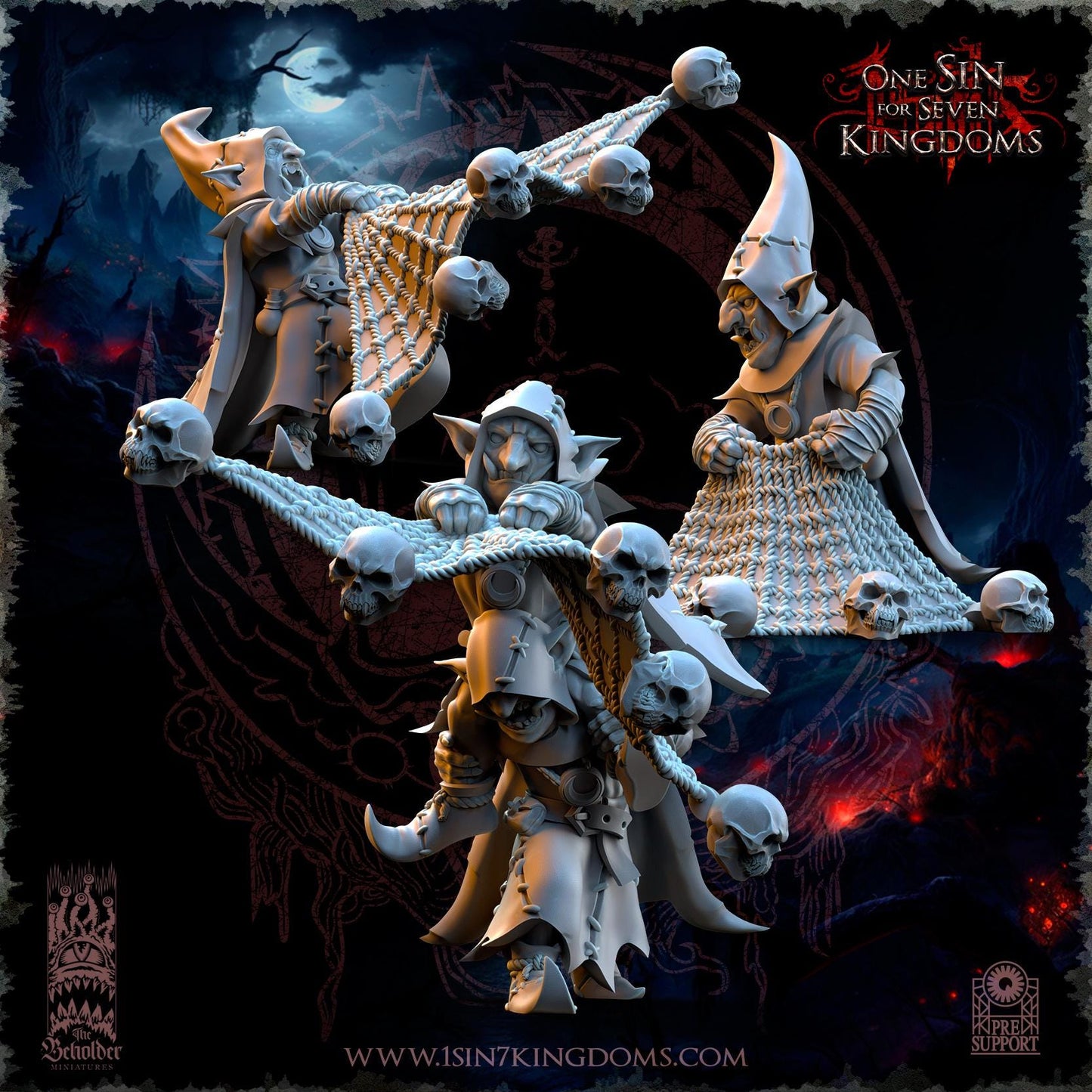 The Beholder Miniatures The Black Horde Goblins Skull Net Throwers - Fantasy / D&D (Custom Order) - product image 1 of 4