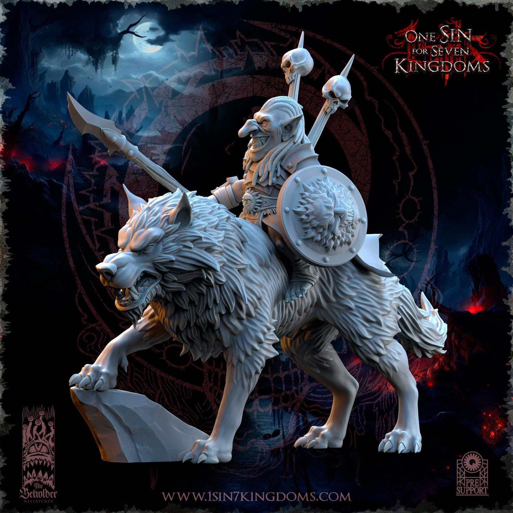 The Beholder Miniatures Mortus, The Black Horde Goblins Warlord on Wolf - Fantasy / D&D (Custom Order) - product image 1 of 5