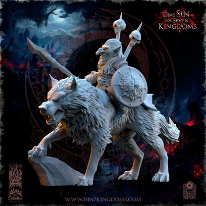 The Beholder Miniatures Mortus, The Black Horde Goblins Warlord on Wolf - Fantasy / D&D (Custom Order) - product image 1 of 5