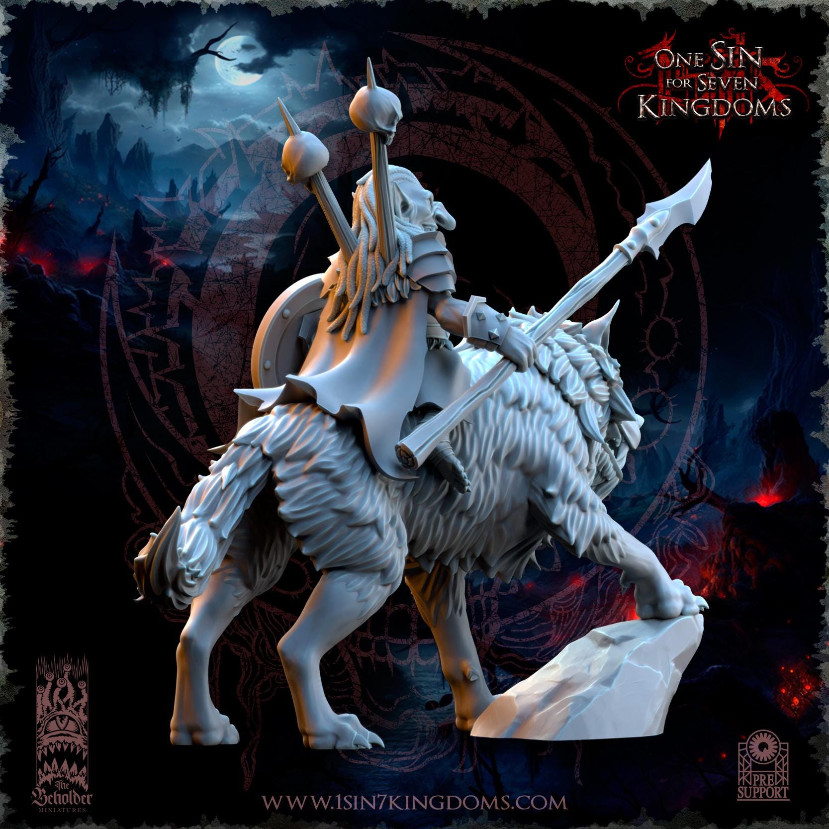 The Beholder Miniatures Mortus, The Black Horde Goblins Warlord on Wolf - Fantasy / D&D (Custom Order) - product image 3 of 5