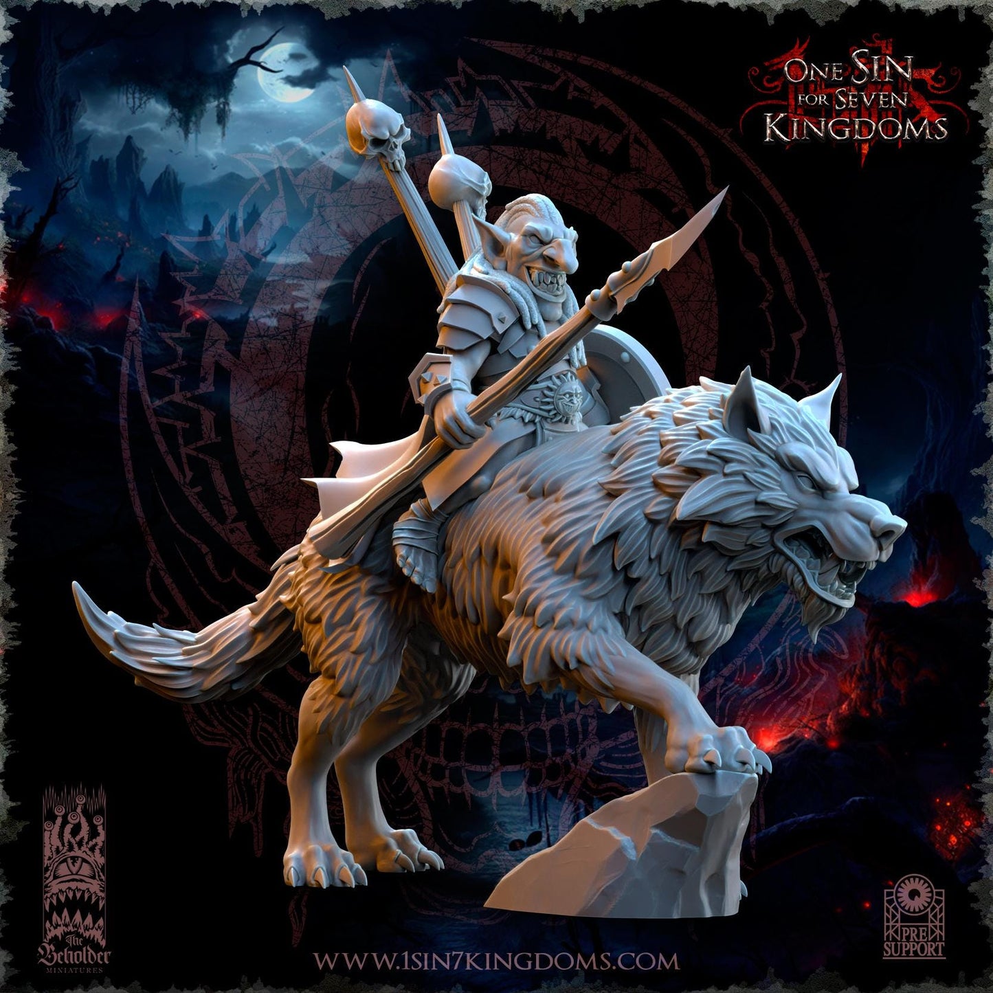The Beholder Miniatures Mortus, The Black Horde Goblins Warlord on Wolf - Fantasy / D&D (Custom Order) - product image 4 of 5