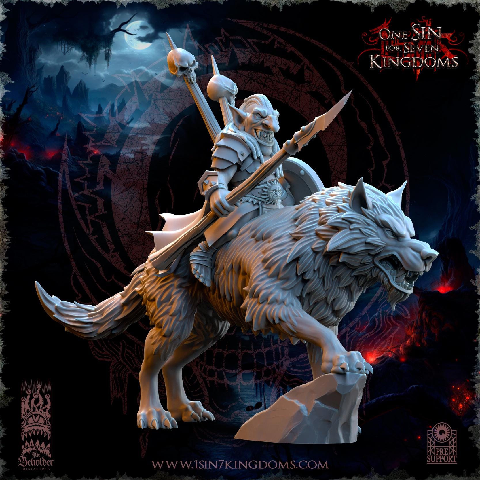 The Beholder Miniatures Mortus, The Black Horde Goblins Warlord on Wolf - Fantasy / D&D (Custom Order) - product image 4 of 5
