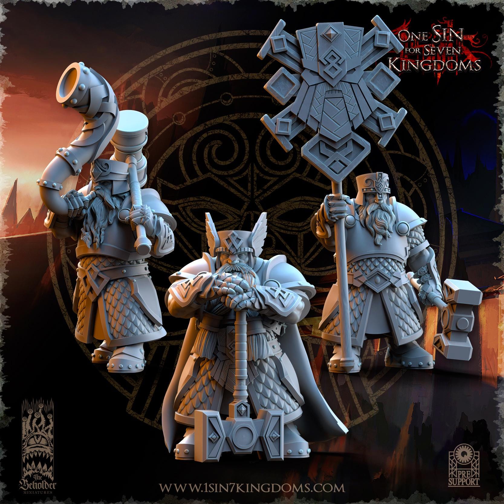 The Beholder Miniatures Dwarven Kingdoms Hammer Brotherhood Warriors - Fantasy / D&D (Custom Order) - product image 5 of 8