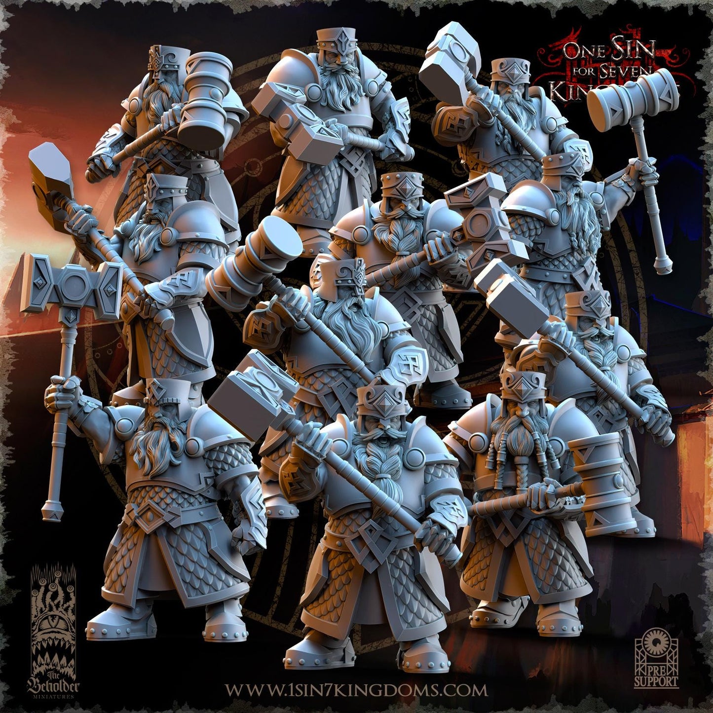The Beholder Miniatures Dwarven Kingdoms Hammer Brotherhood Warriors - Fantasy / D&D (Custom Order) - product image 1 of 8