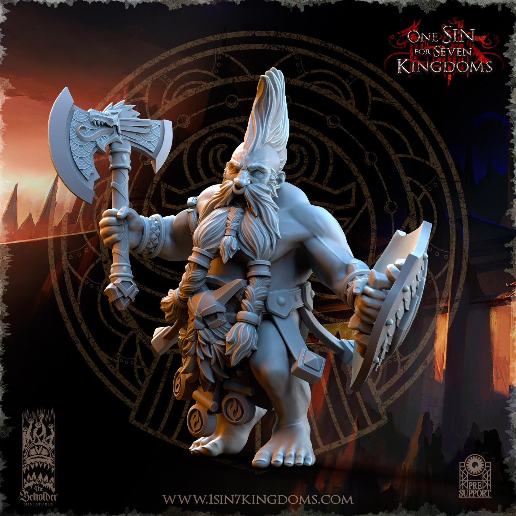 The Beholder Miniatures Tharin Fyrebeard - Fantasy / D&D (Custom Order) - product image 1 of 10
