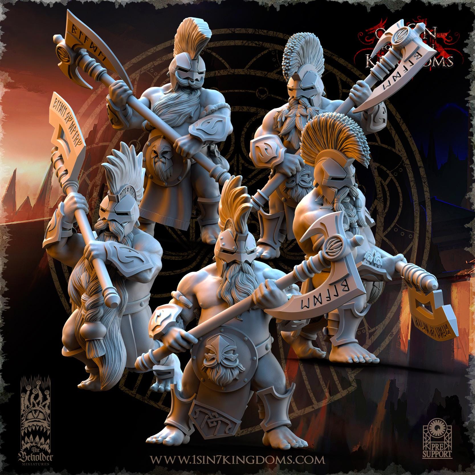 The Beholder Miniatures Dwarven Kingdoms Cleavers of Molten Core - Fantasy / D&D (Custom Order) - product image 1 of 4