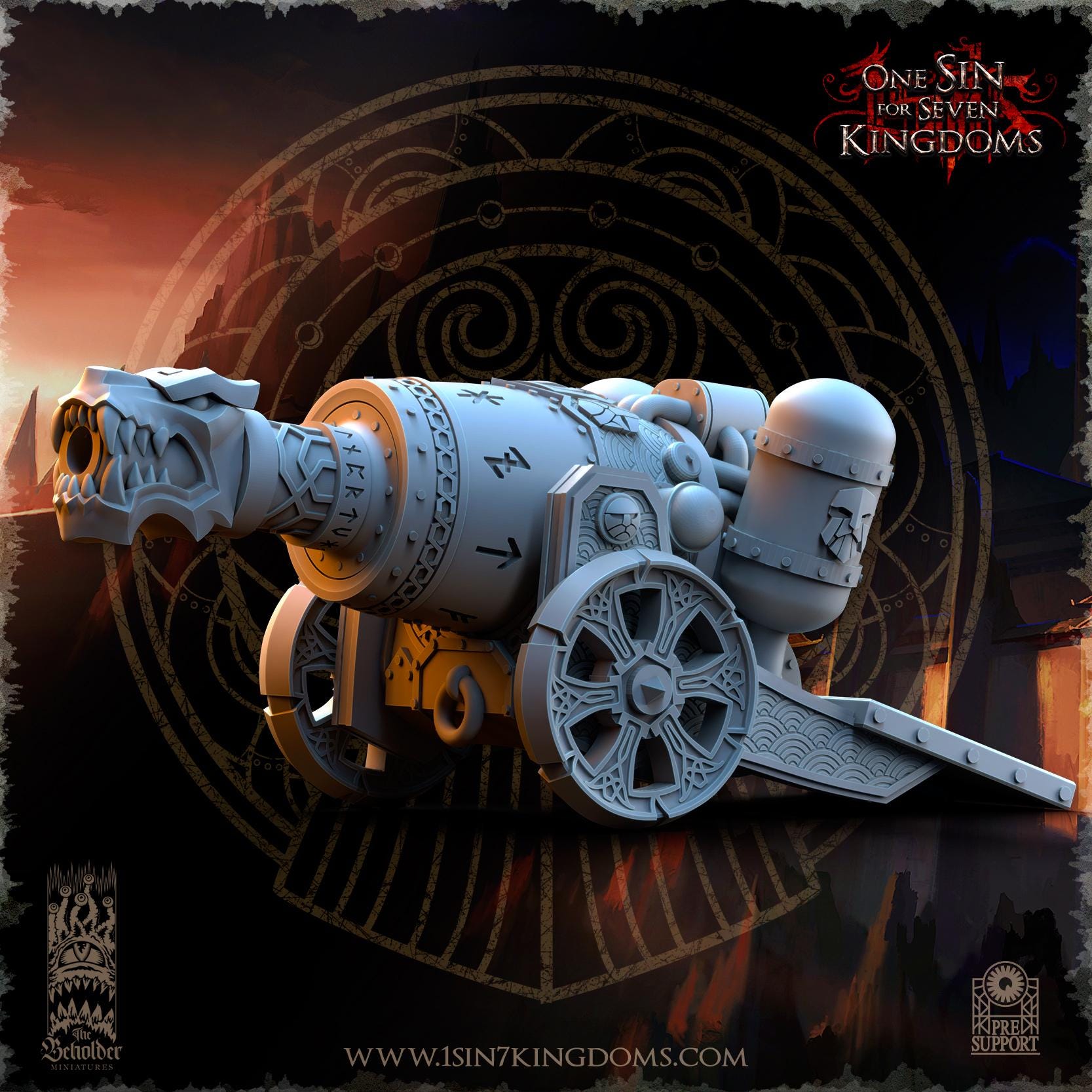 The Beholder Miniatures Dwarven Kingdoms Flamebreath Cannon - Fantasy / D&D (Custom Order) - product image 2 of 7