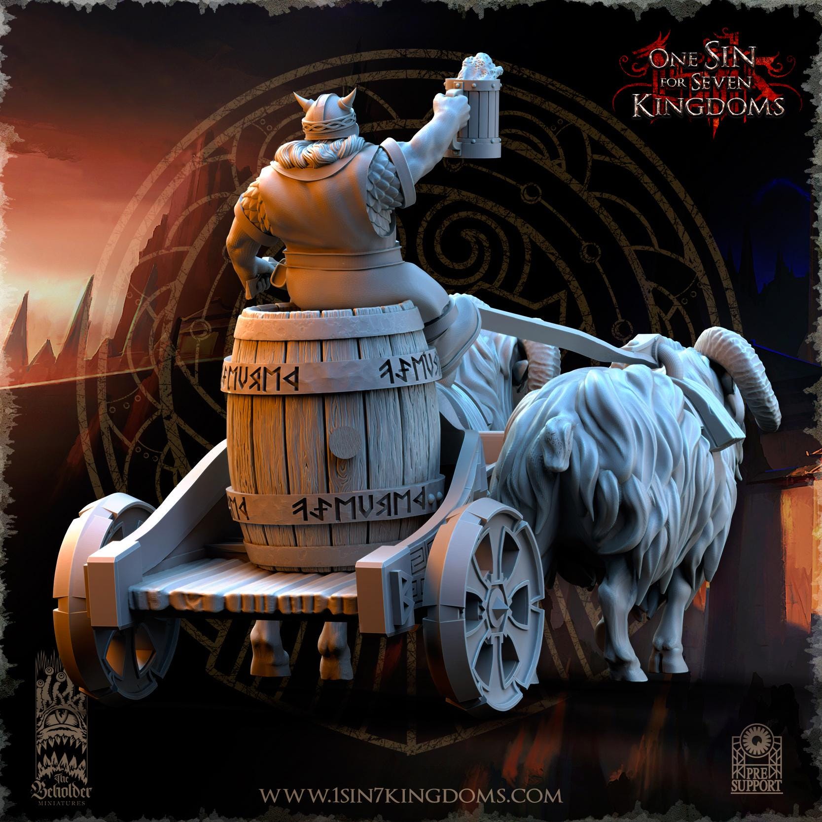 The Beholder Miniatures Dwarven Kingdoms Oktobeard Fest Chariot - Fantasy / D&D (Custom Order) - product image 4 of 5