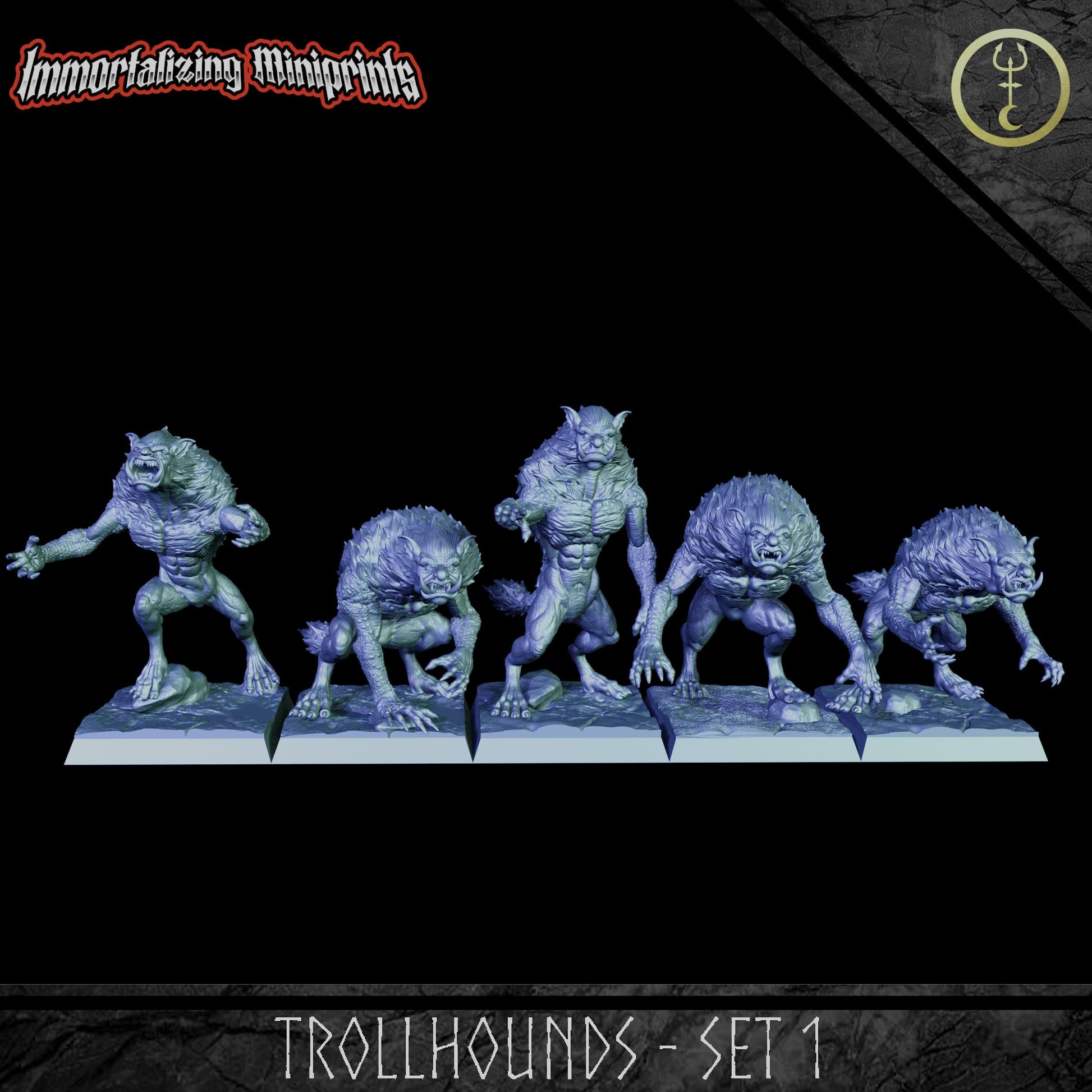 Immortalizing Miniprints Trollhounds Pack - Fantasy / D&D (Custom Order) - product image 4 of 5