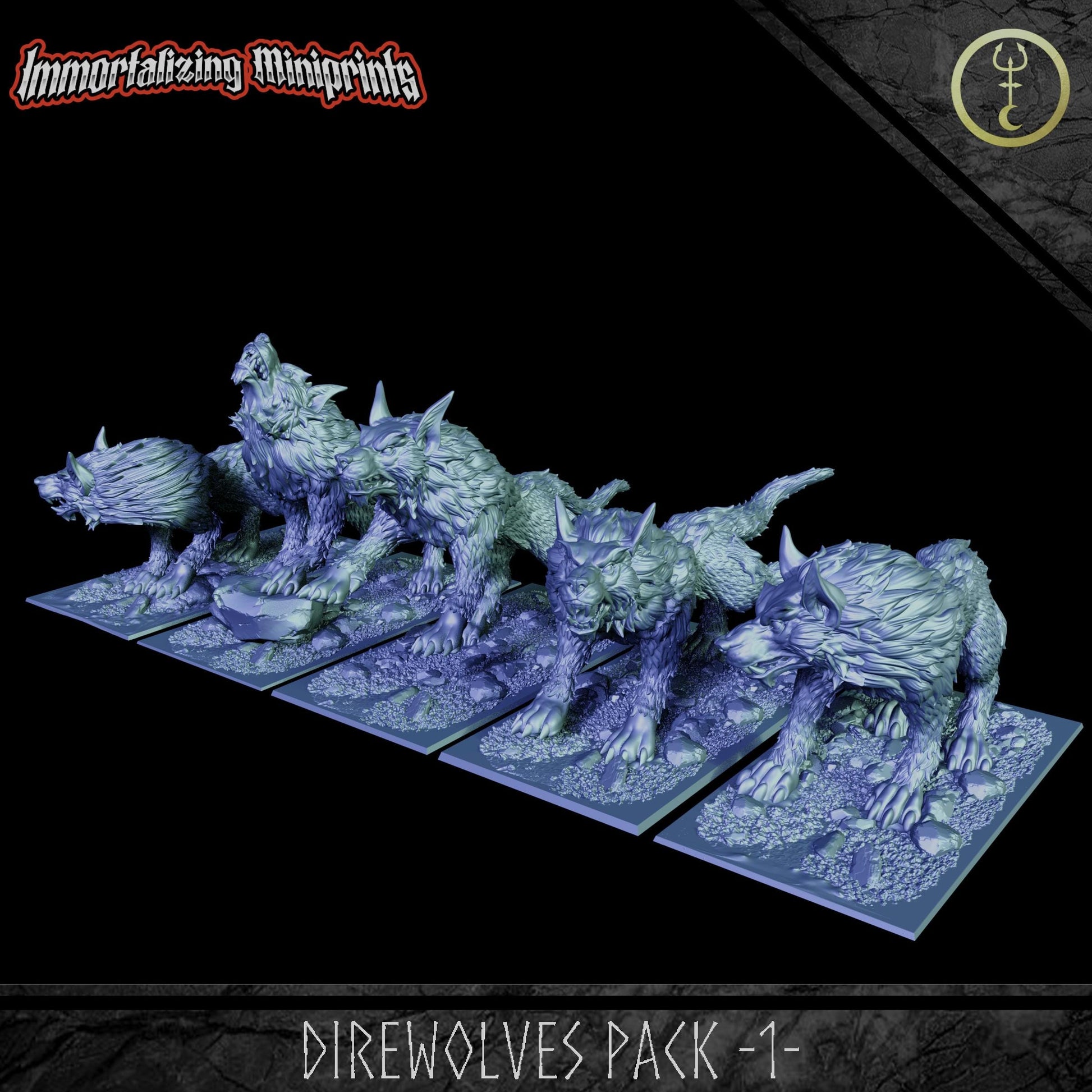 Immortalizing Miniprints Direwolves Pack 1 - Fantasy / D&D (Custom Order) - product image 1 of 7