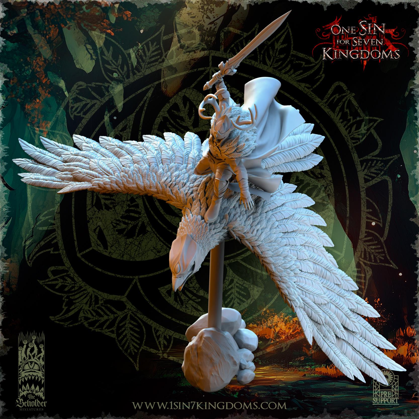 The Beholder Miniatures Faelar, Evergreen Elves Commander on Eagle - Fantasy / D&D (Custom Order) - product image 7 of 8