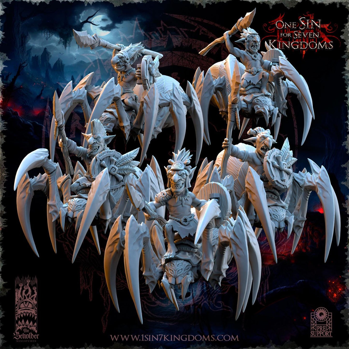 The Beholder Miniatures The Black Horde Goblins Jungle Spider Riders - Fantasy / D&D (Custom Order) - product image 1 of 6