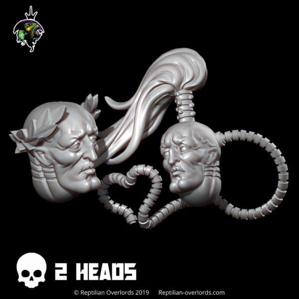 Reptilian Overlords Handsome War Masters Heads x2 (Custom Order)