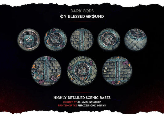 On Blessed Ground - Dark Gods - Resin Bases with Premade Magnet Slots (Custom Order)