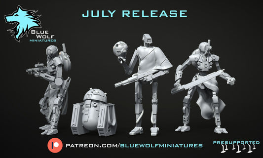 Legion - 3 Bounty Hunters Droids with Astromech (Custom Order) Blue Wolf Miniatures