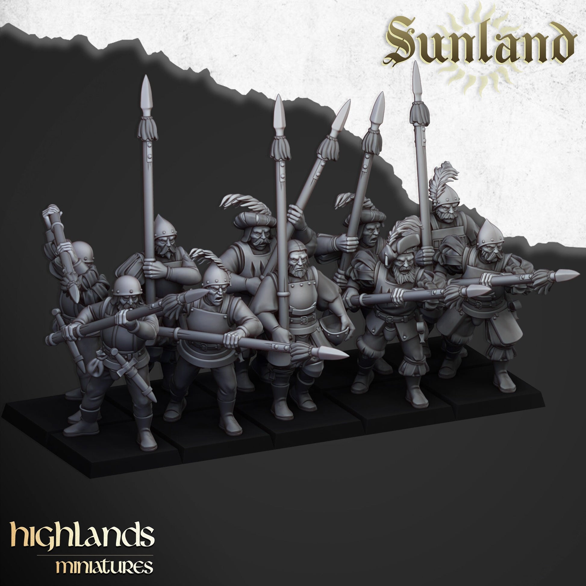 Sunland Troops with Halberds and Spears - Highland Miniatures (Custom Order)